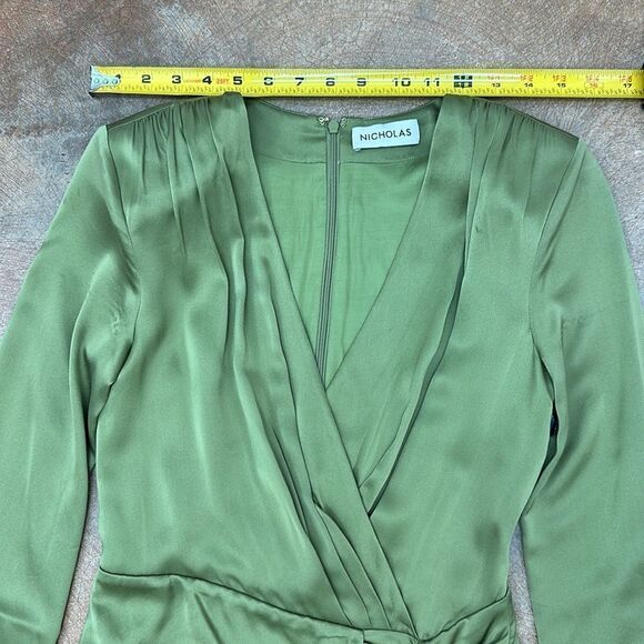 Nicholas Women's Green Josefa V-Neck Long Sleeve Midi Dress 2 - Picture 11 of 12